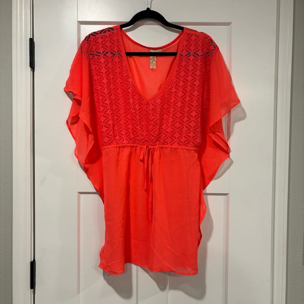 Monkey Swim bright orange shear swimsuit coverup size M